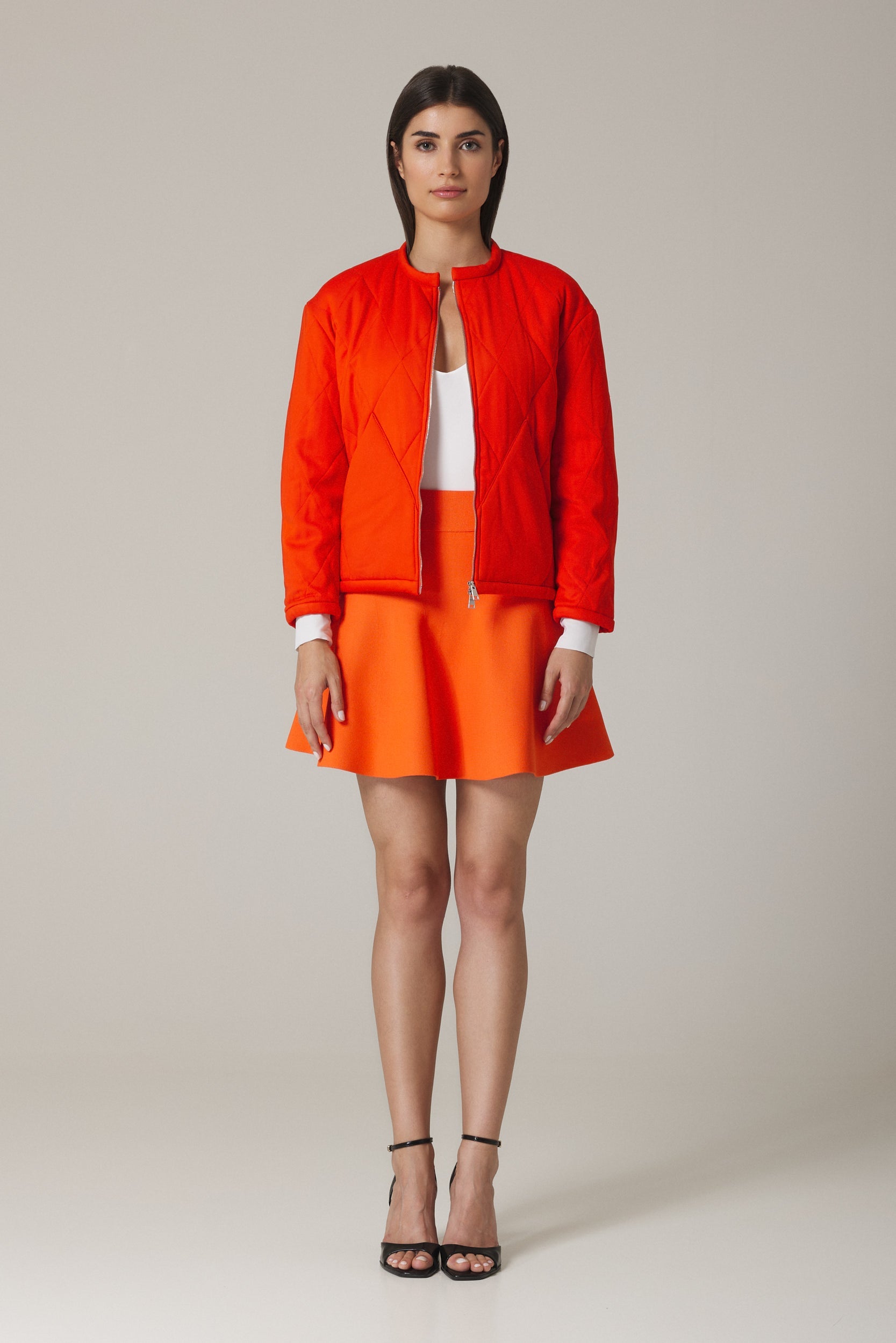 CHELSIE CIRCULAR KNIT MINI SKIRT IN VERMILION – Santicler