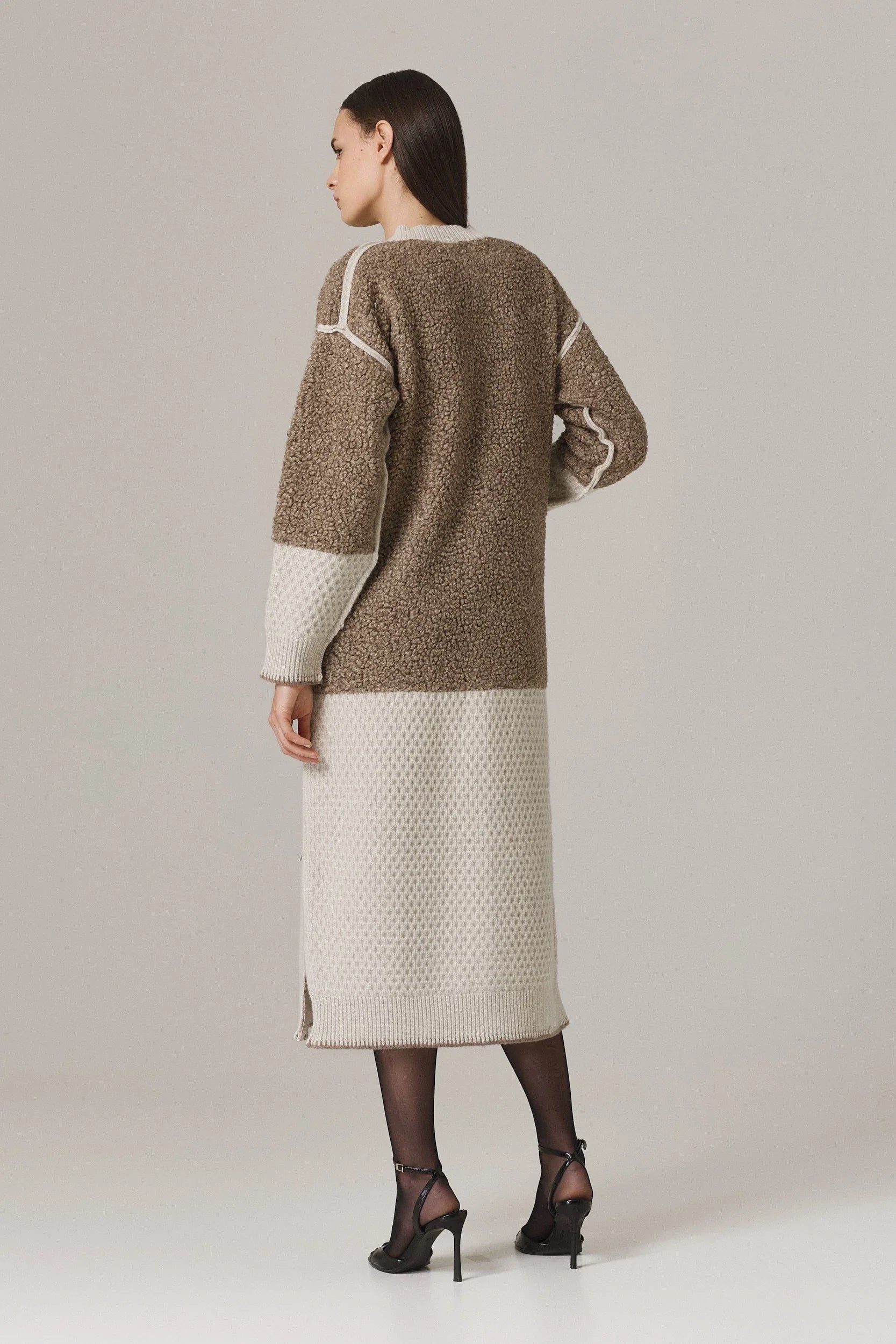 BOYER FAUX FUR AND WOOL SWEATER COAT IN LATTE – Santicler