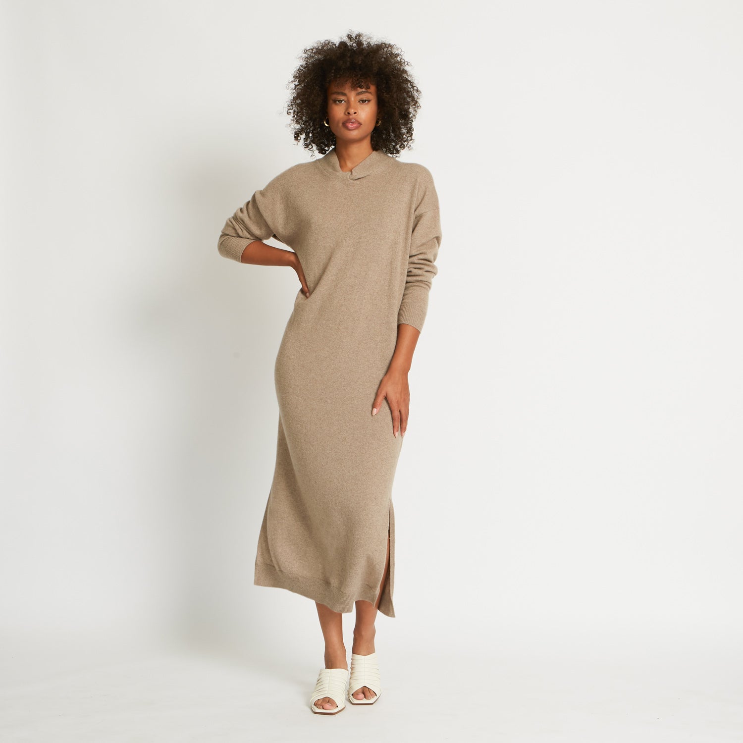 BLAIR CASHMERE SWEATER DRESS IN FAWN Santicler