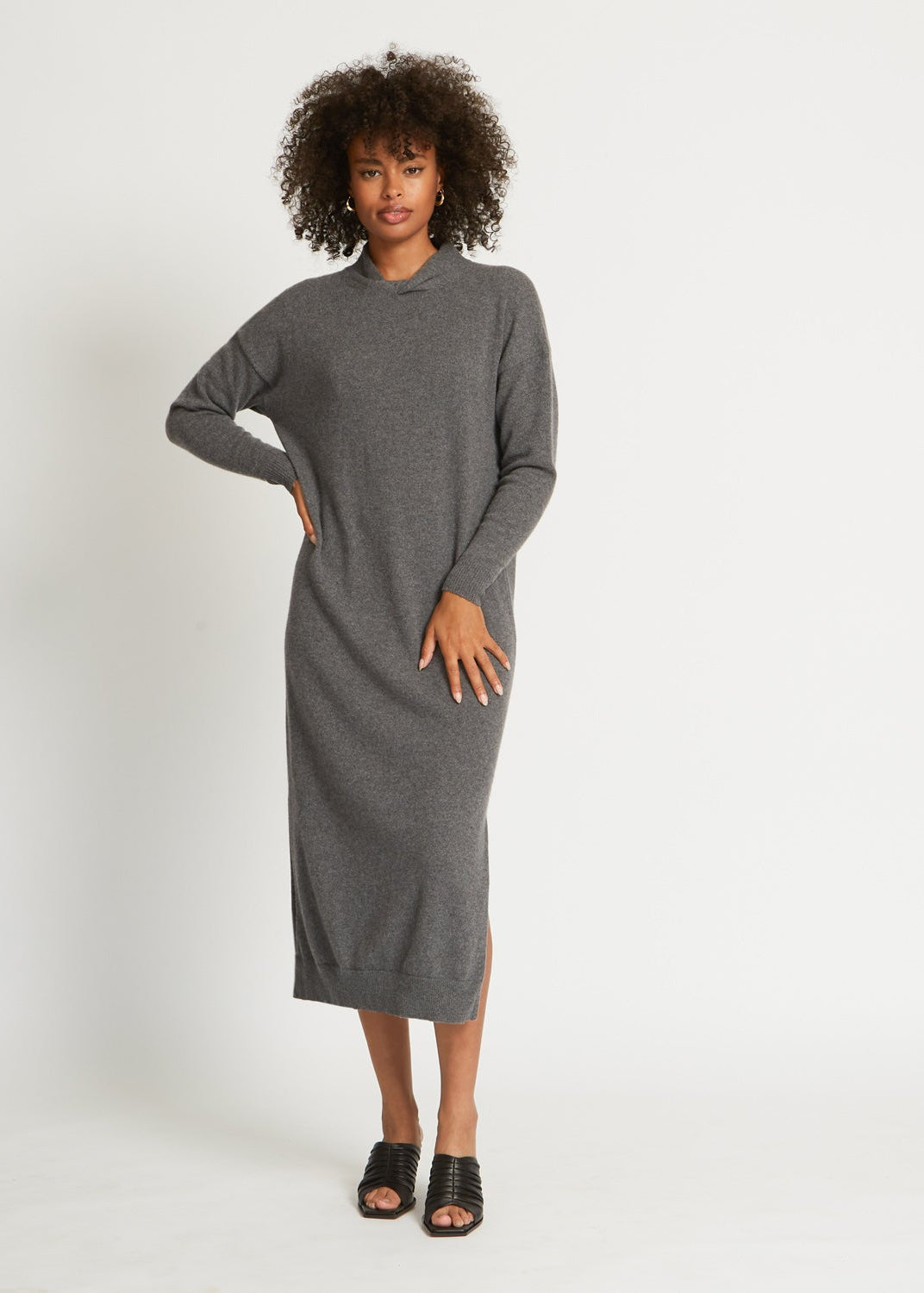 BLAIR CASHMERE SWEATER DRESS IN HEATHER CHARCOAL BLAIR CASHMERE SWEATER DRESS IN HEATHER CHARCOAL