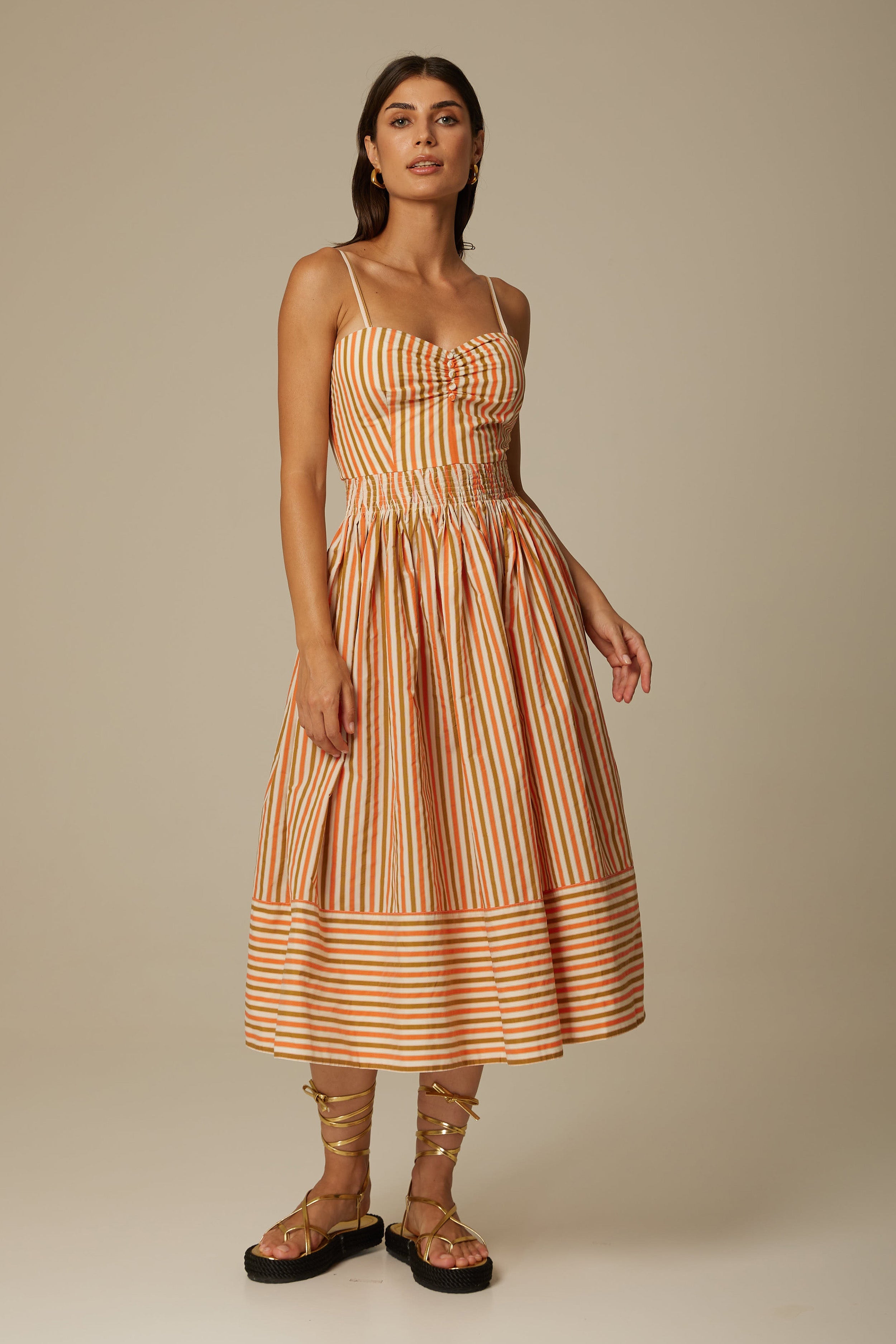 Santicler Women's Miria Silk Tafetta STRAPPY Dress - Natural