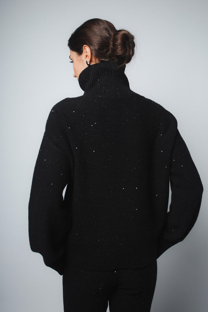 
                  
                    CIO CASHMERE RELAXED FIT SWEATER IN BLACK SPARKLE
                  
                