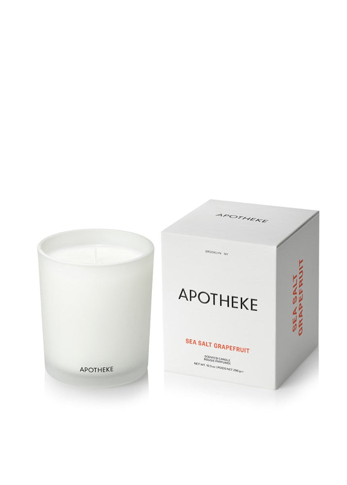 Apotheke candle and packaging on a white background