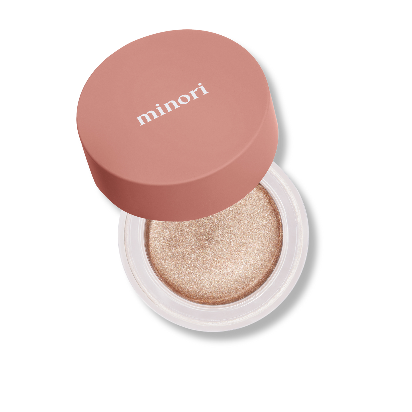 Minori makeup compact with open lid on a white background