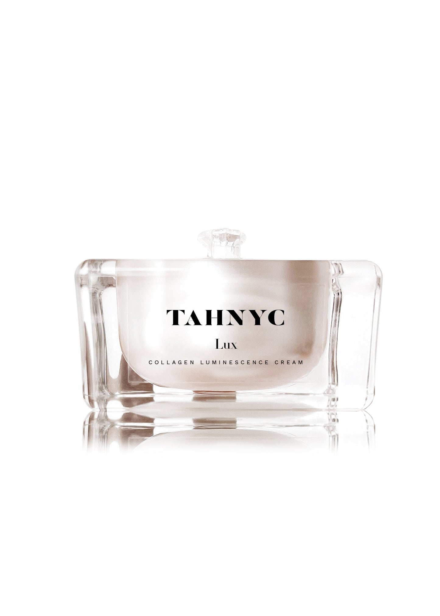 Tah NYC LUX collagen luminescence cream jar on a white background