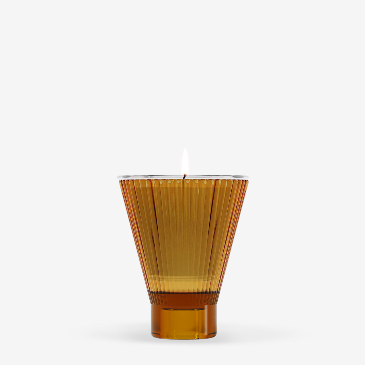 Amber glass candle holder on a white background