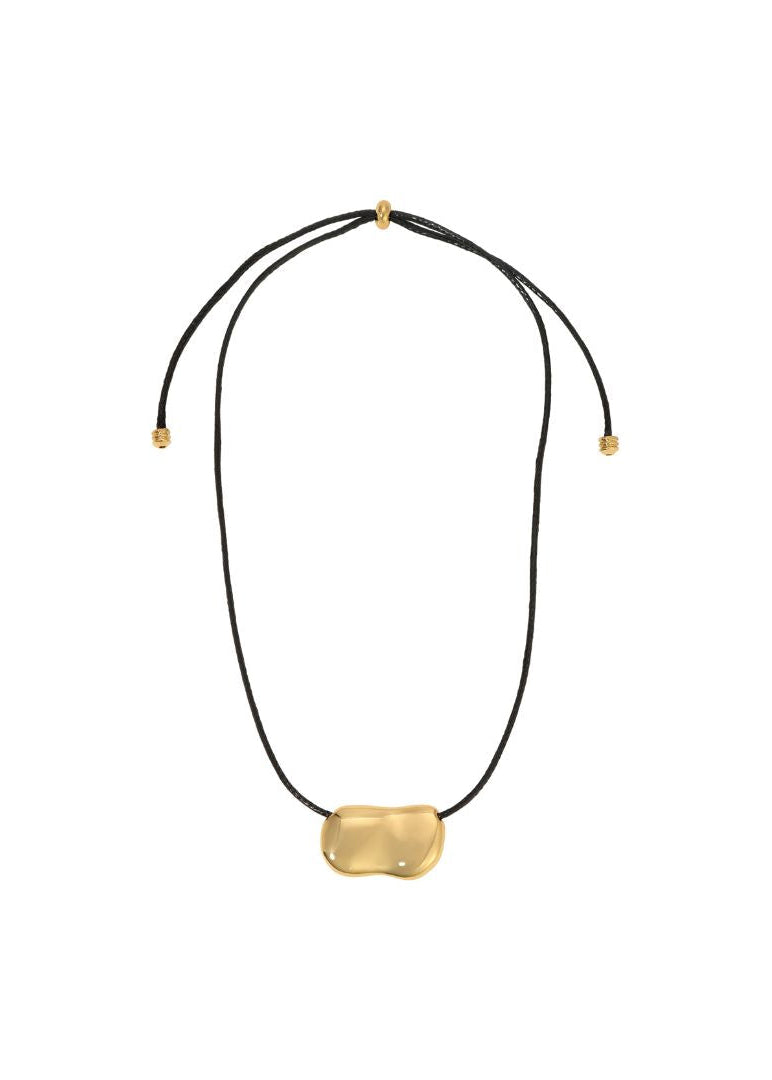 Gold pendant necklace on a white background