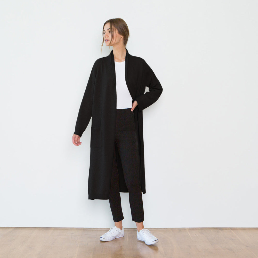 
                  
                    SARAH CASHMERE CARDIGAN ROBE IN BLACK
                  
                