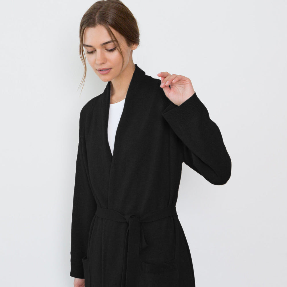 
                  
                    SARAH CASHMERE CARDIGAN ROBE IN BLACK
                  
                