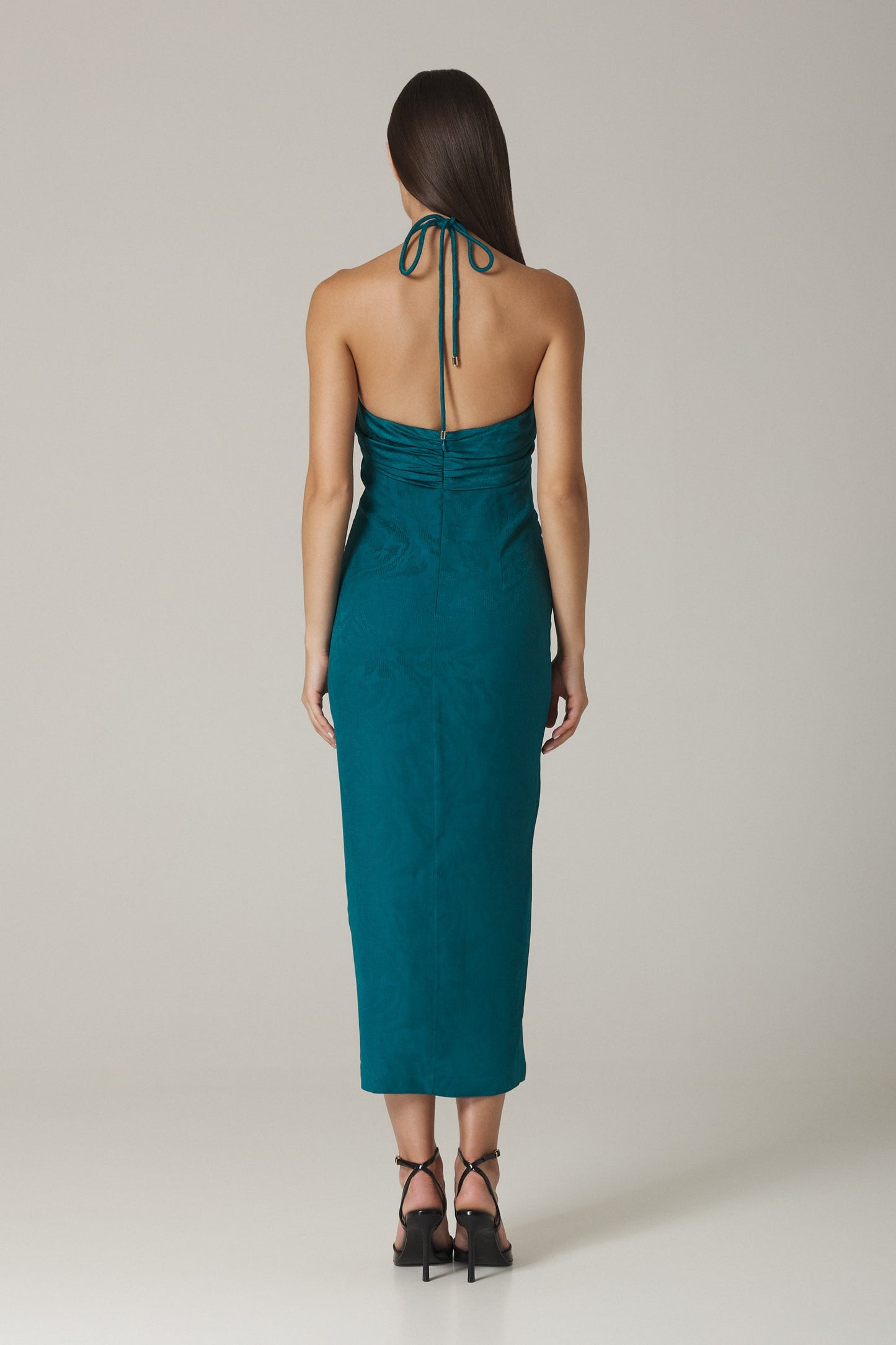 capri blue dress V-Neck Balloon Sleeve Smocked Midi Dress, Capri Blue, Medium