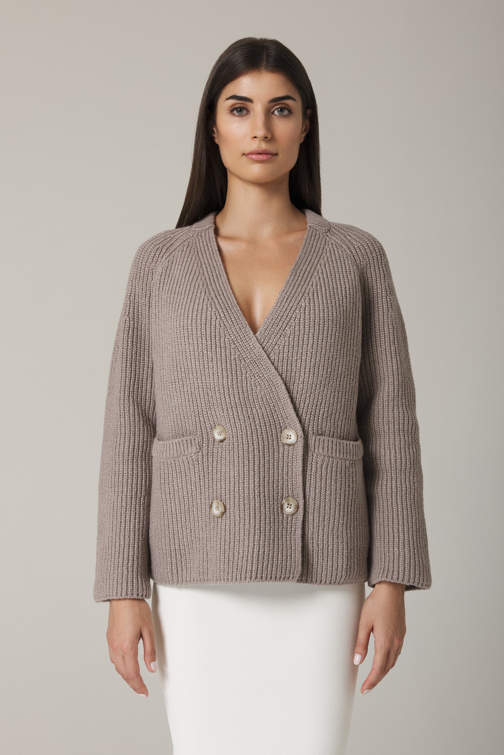Double Breasted Knit Cardigan