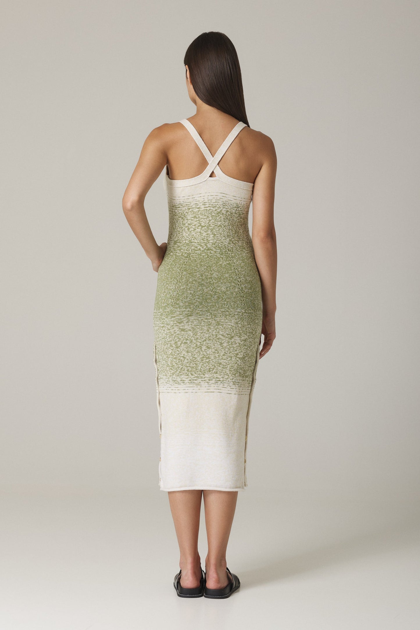 YEDDA OMBRÉ SWEATER DRESS IN OLIVE COMBO – Santicler