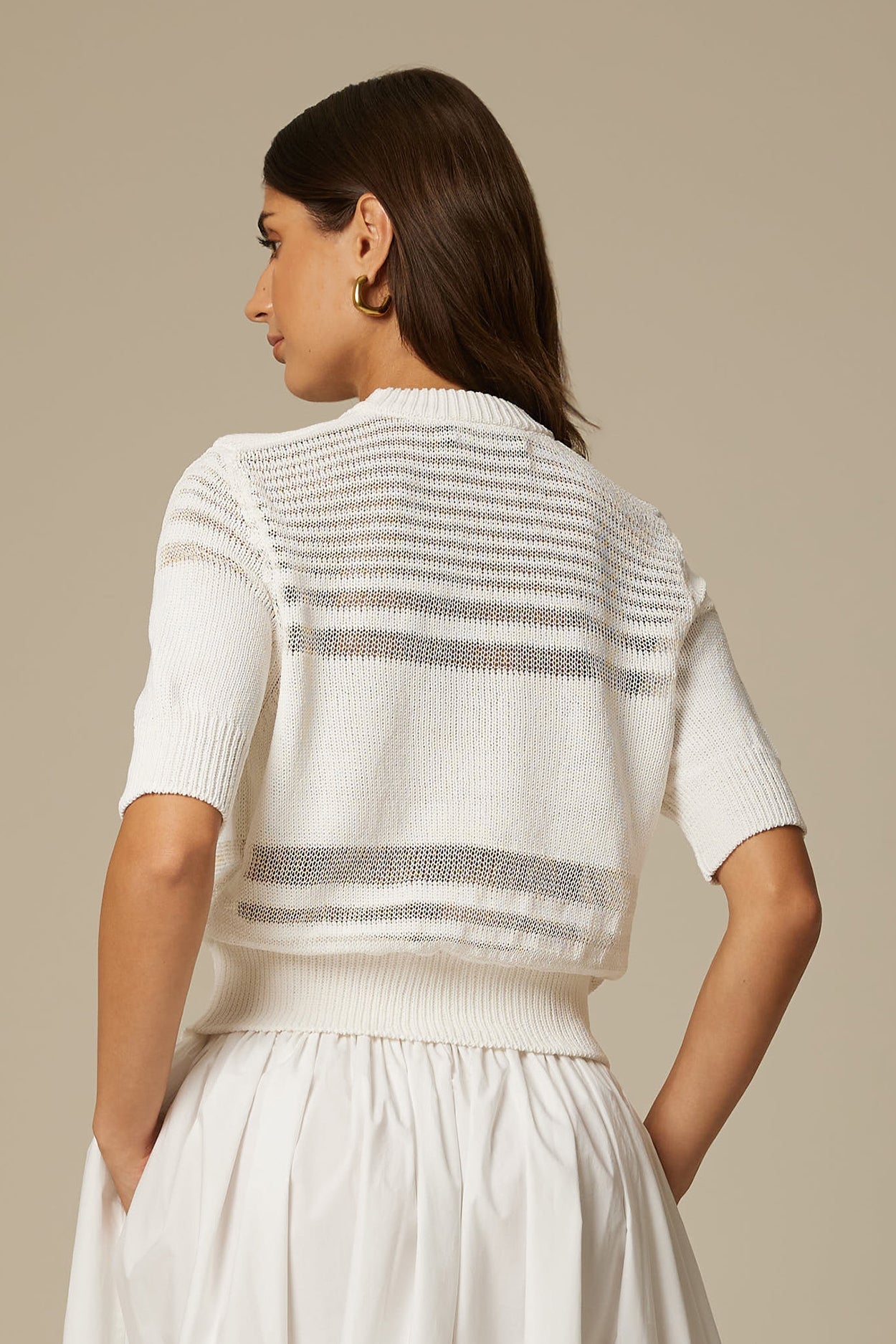 
                  
                    OLIVIA STRIPED SHORT SLEEVE SWEATER IN WHITE
                  
                