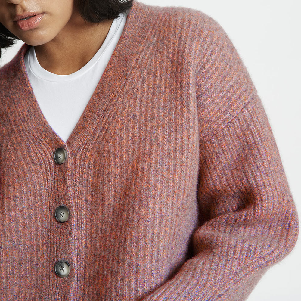 
                  
                    ALIX RIBBED PURE CASHMERE CARDIGAN IN RED AGATE
                  
                