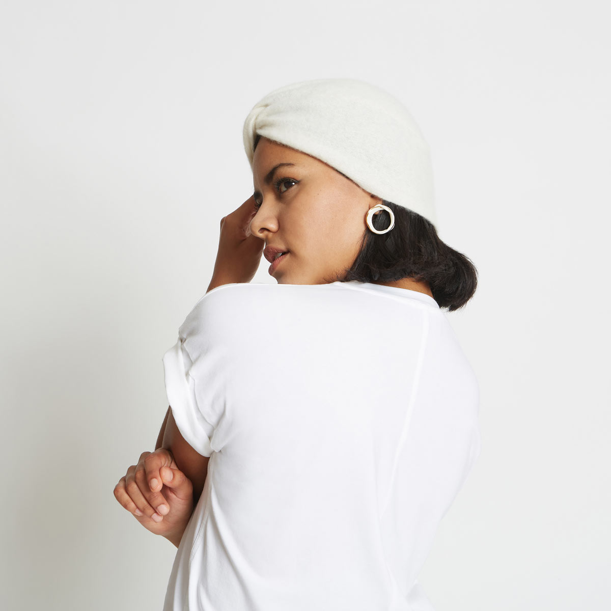 
                  
                    STACY CASHMERE TURBAN HAT IN SUGAR
                  
                