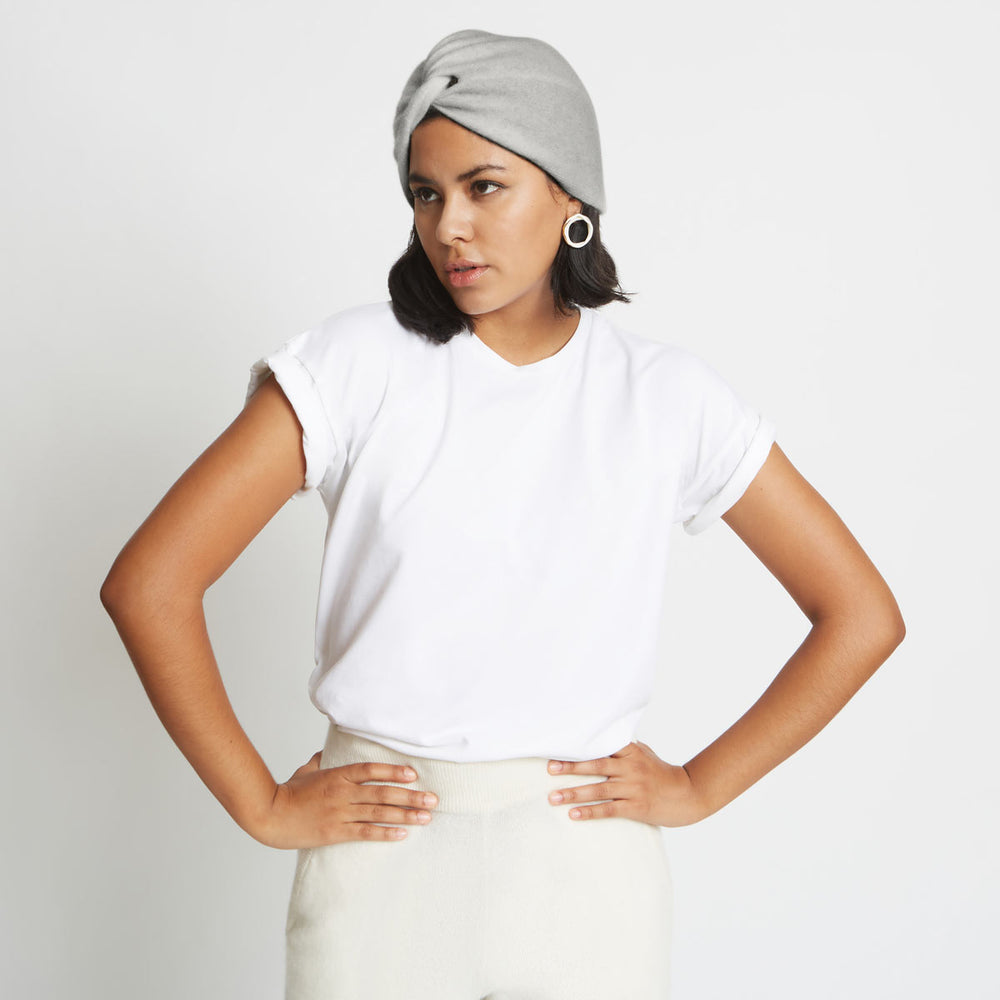 
                  
                    STACY CASHMERE TURBAN HAT IN HEATHER GREY
                  
                