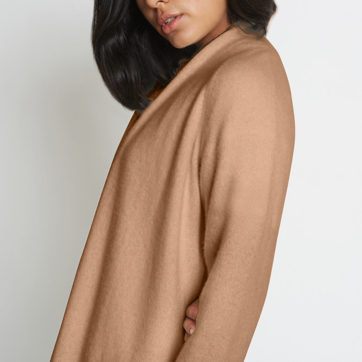 
                  
                    SARAH CASHMERE CARDIGAN ROBE IN CARAMEL
                  
                