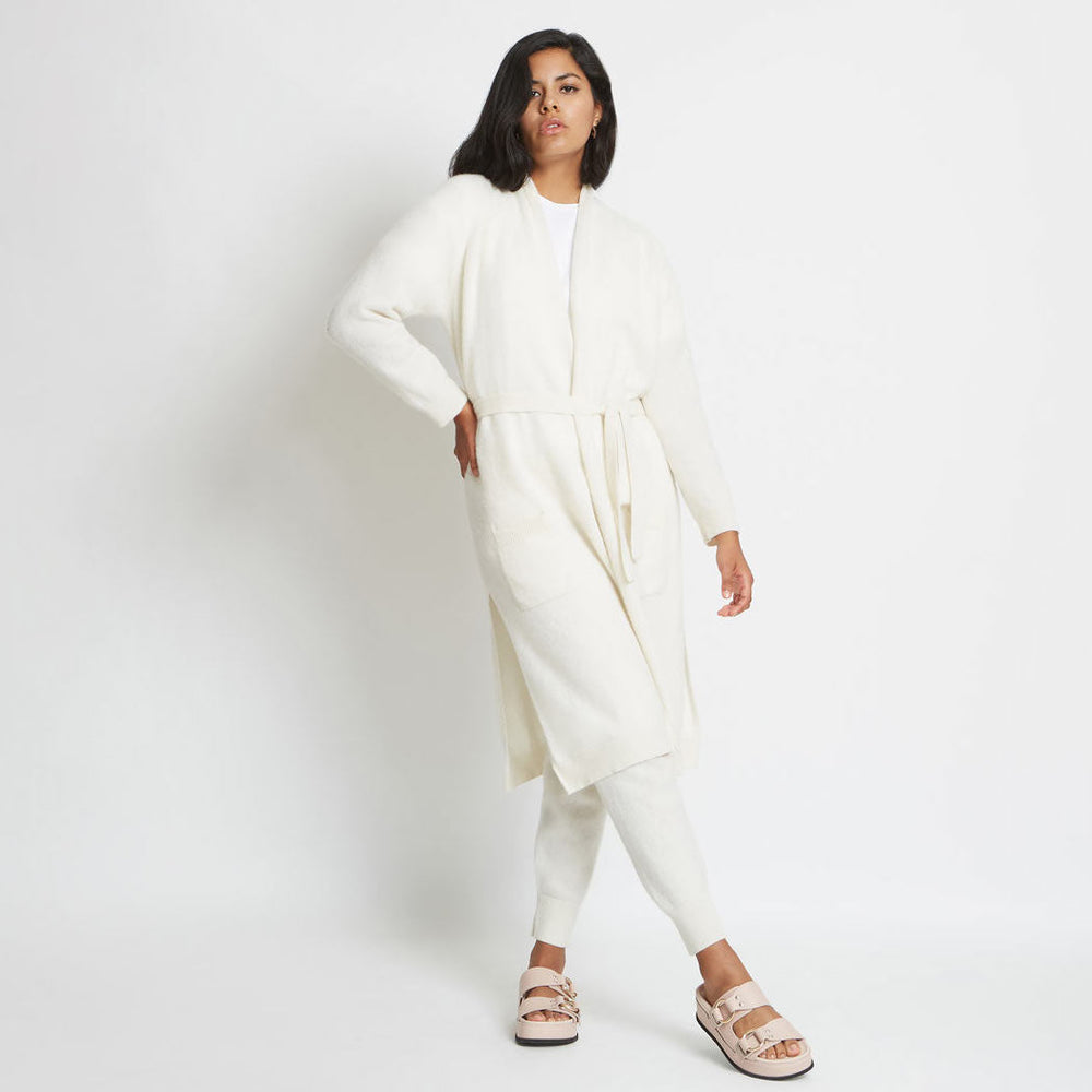 SARAH CASHMERE CARDIGAN ROBE IN SUGAR