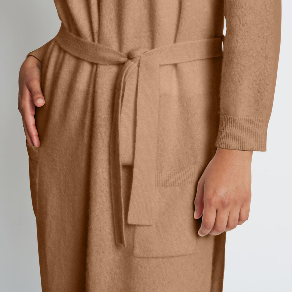 
                  
                    SARAH CASHMERE CARDIGAN ROBE IN CARAMEL
                  
                