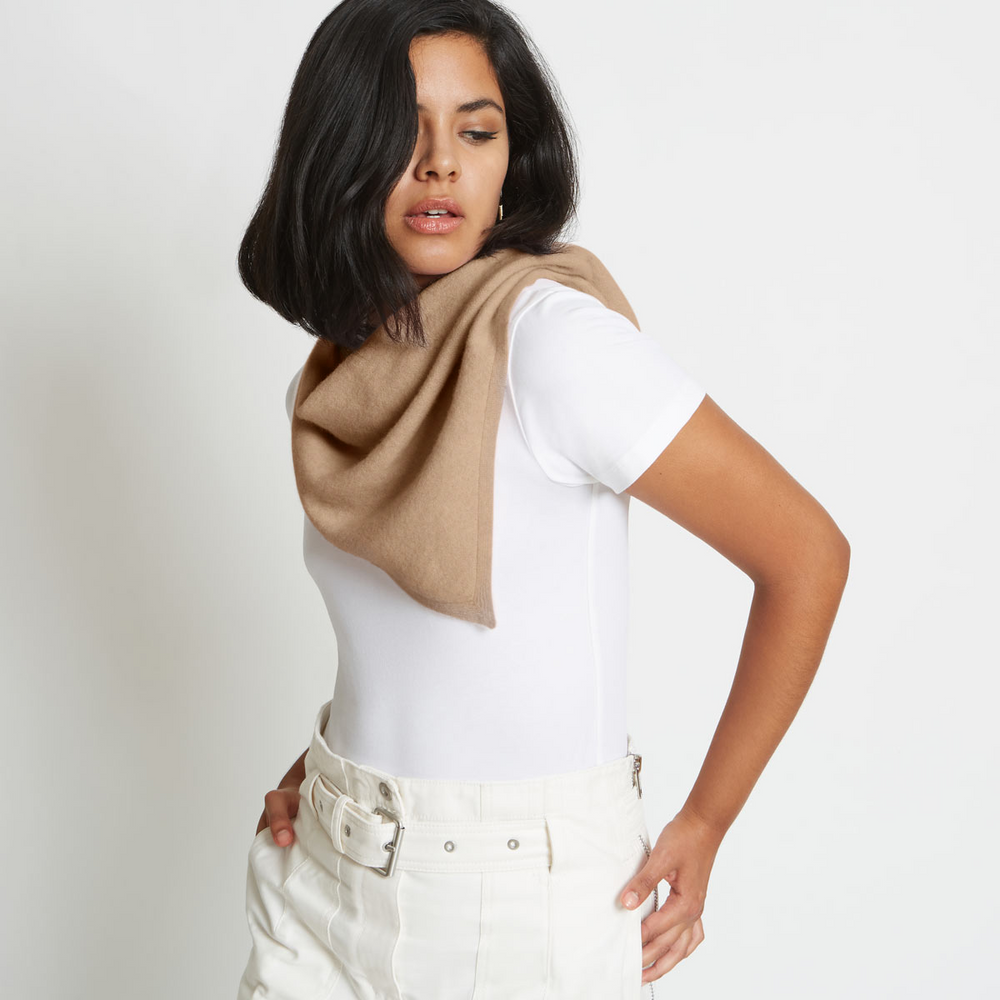 
                  
                    TAYLOR CASHMERE SMALL TRIANGLE SCARF IN CAMEL
                  
                