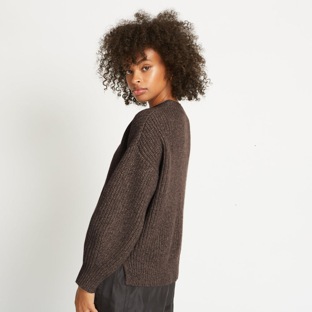 
                  
                    ALIX RIBBED PURE CASHMERE CARDIGAN IN BROWN STONE
                  
                