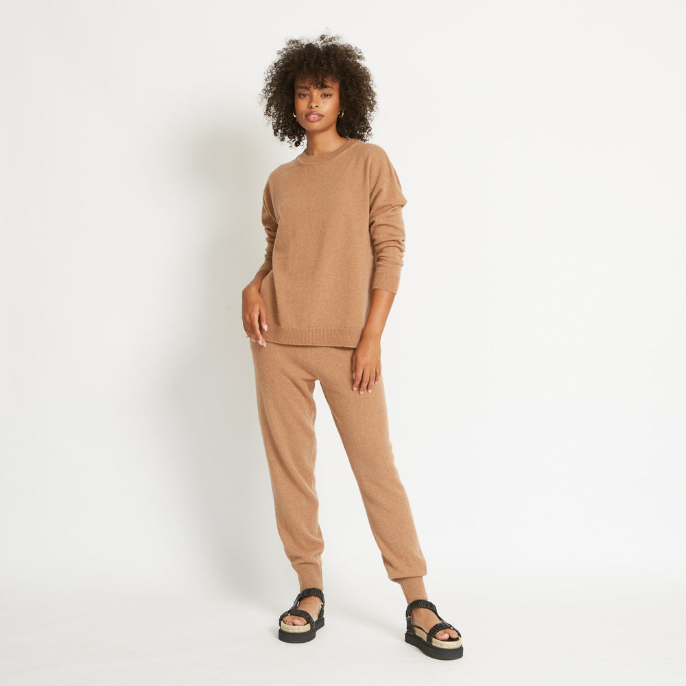 ADDISON CASHMERE TRACK PANT IN CARAMEL