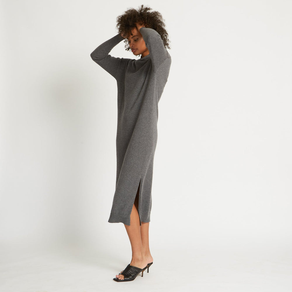 BLAIR CASHMERE SWEATER DRESS IN HEATHER CHARCOAL