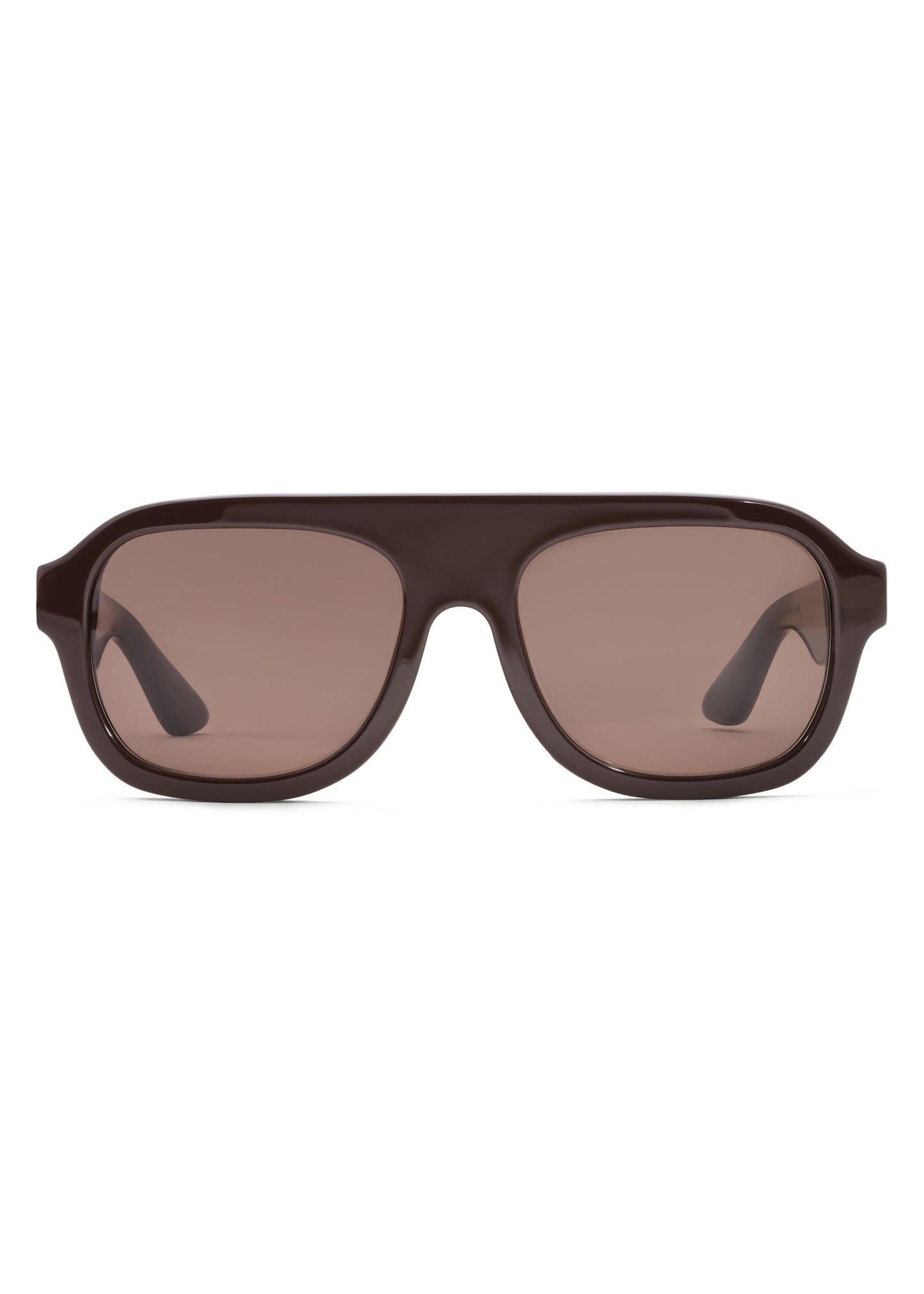 Brown sunglasses with brown lenses on a white background