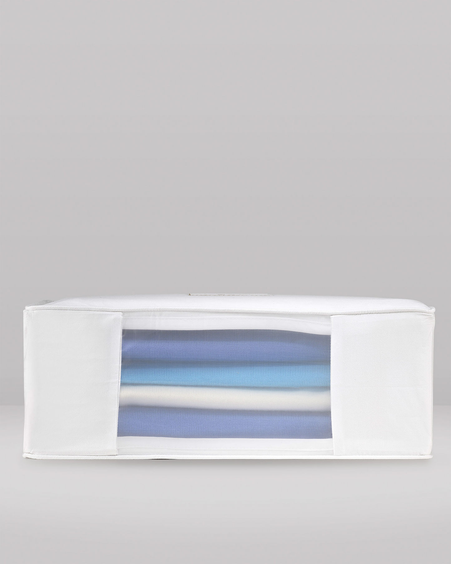 Cotton storage cube in white with see through window