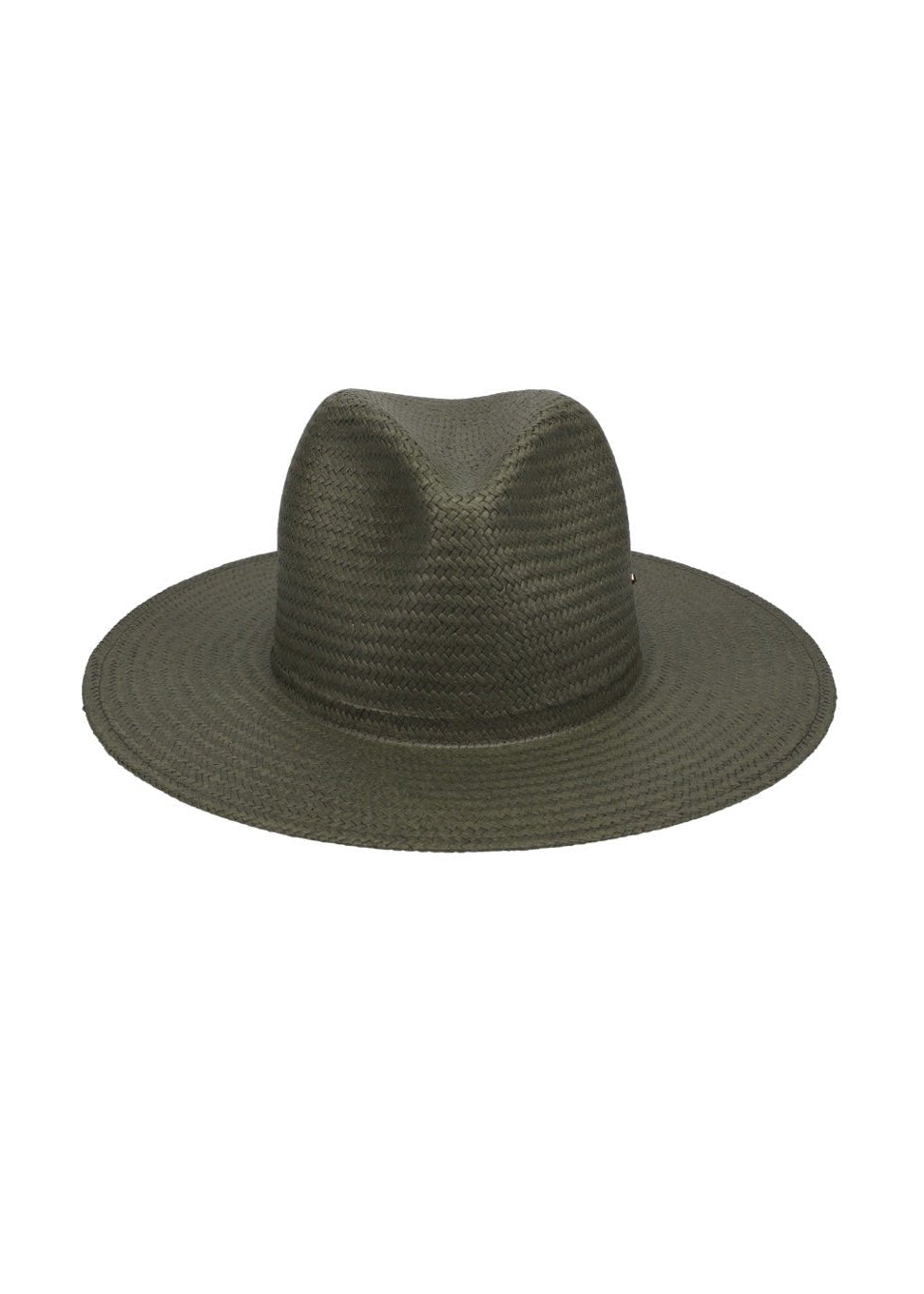 Green straw hat on a white background