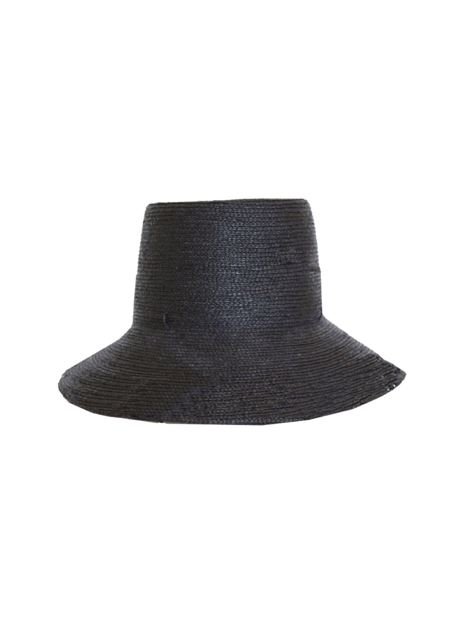 Black straw hat on a white background