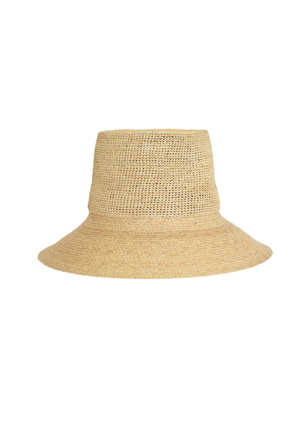 Beige straw hat on a white background