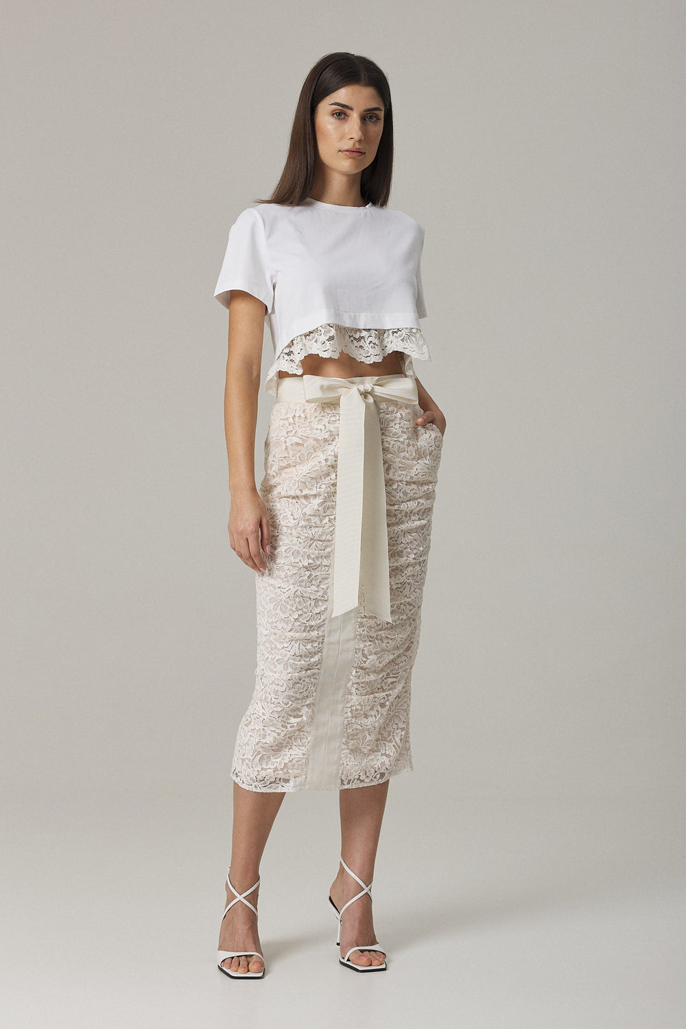 KATIA LACE SKIRT IN SUGAR