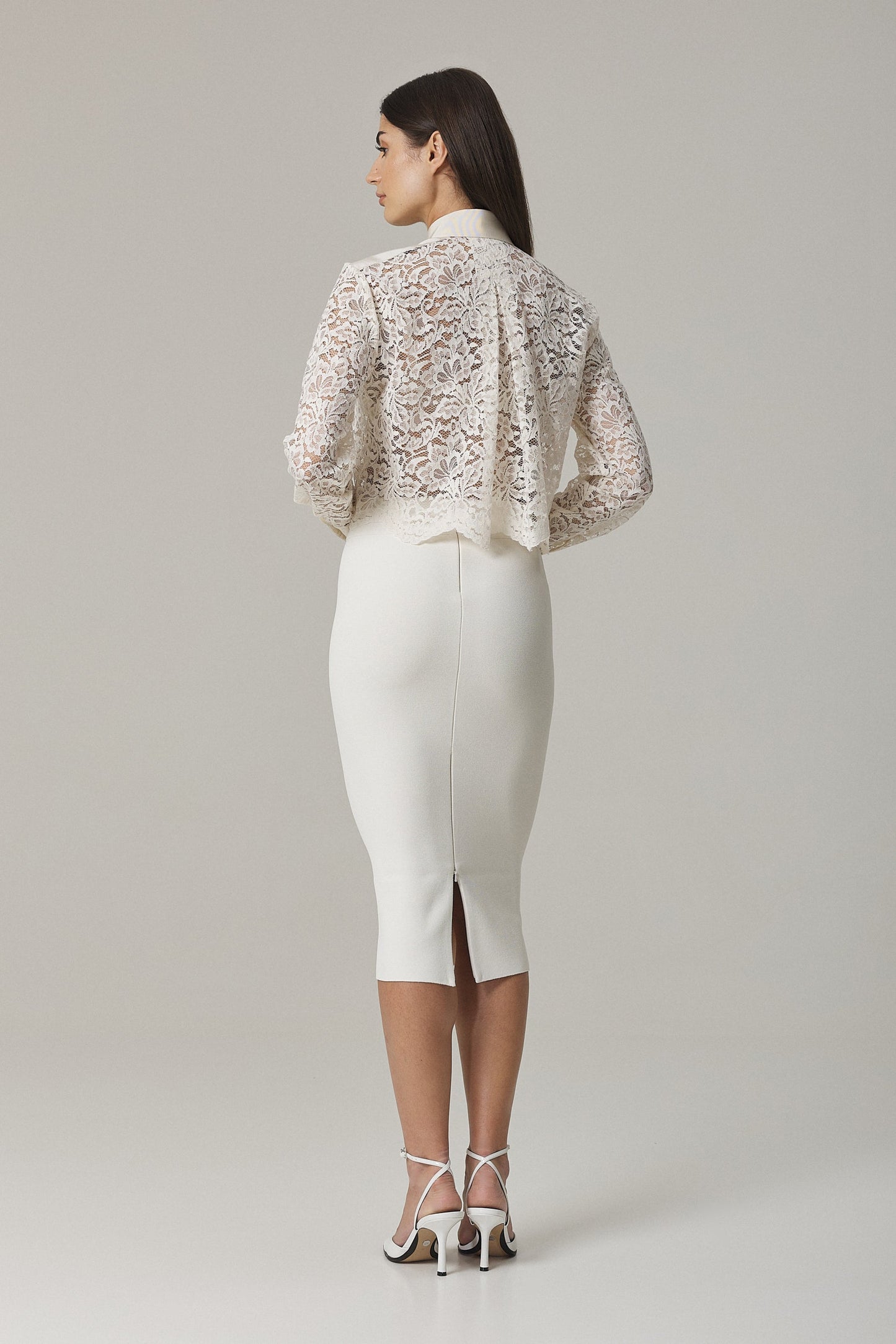 
                  
                    NAOMI CONTOURING KNIT PENCIL SKIRT IN SUGAR
                  
                