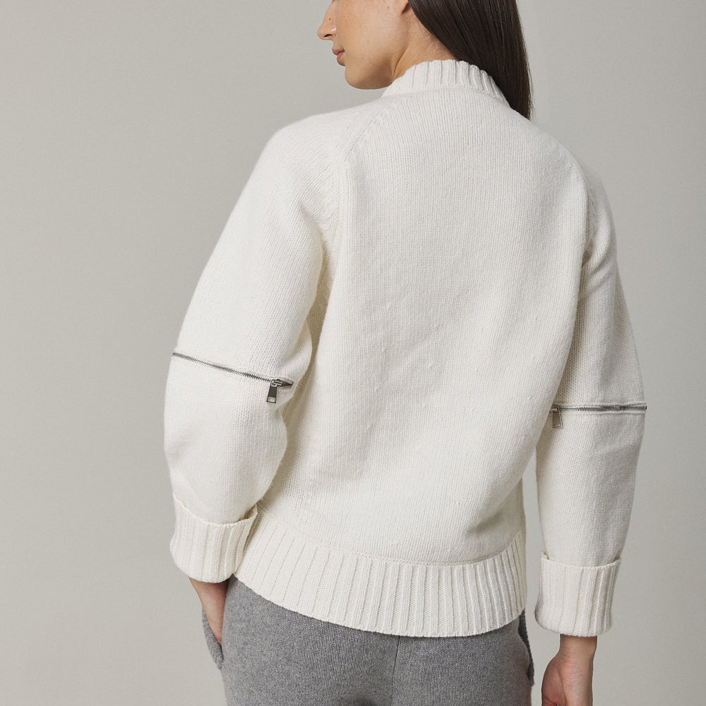 
                  
                    VAL CASHMERE BLEND PULLOVER WITH LACE INSERTS IN SUGAR
                  
                