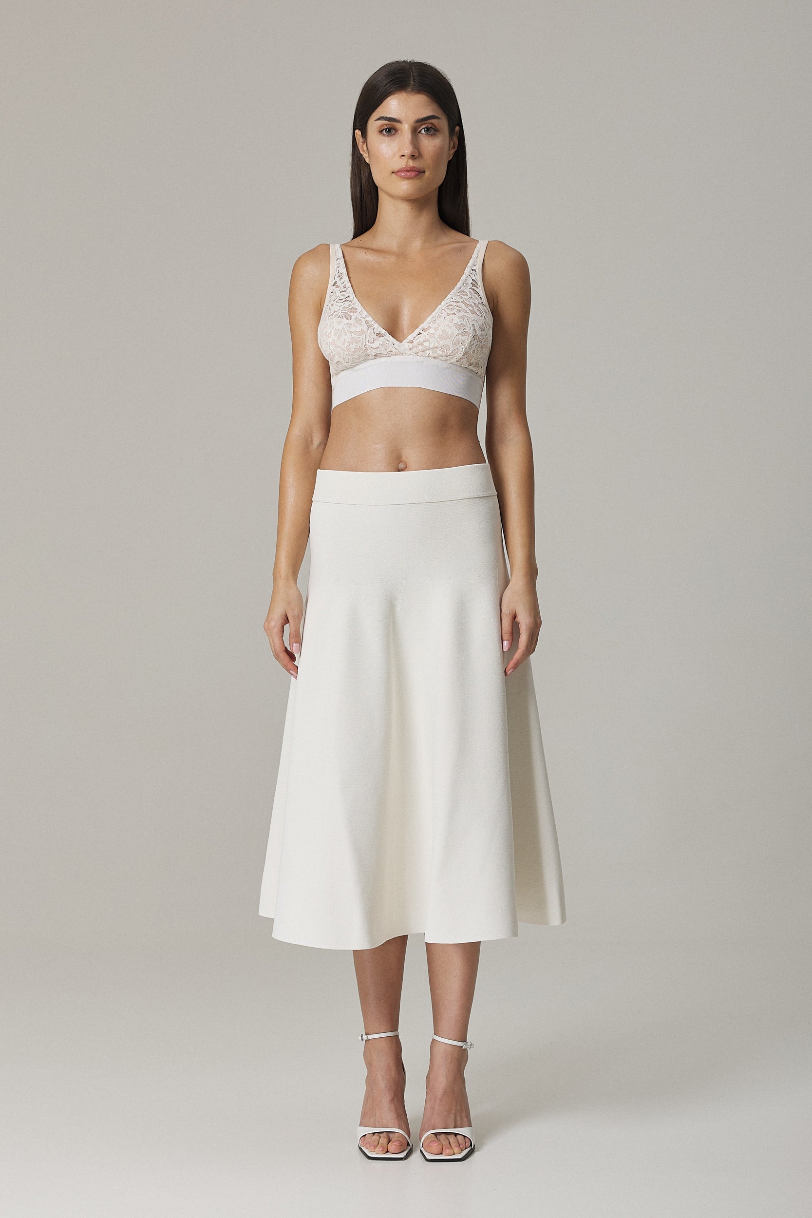 MONICA CIRCULAR KNIT FULL SKIRT IN SUGAR – Santicler