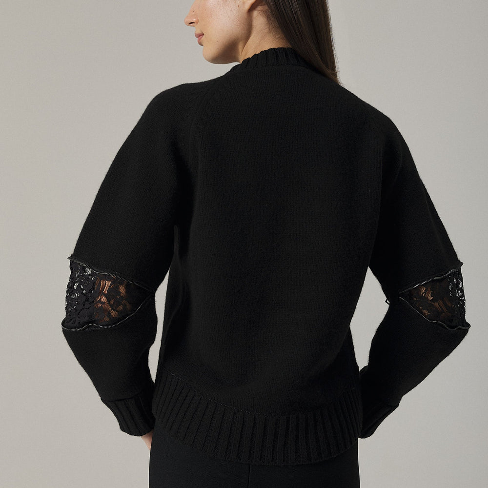 
                  
                    VAL CASHMERE BLEND PULLOVER WITH LACE INSERTS IN BLACK
                  
                