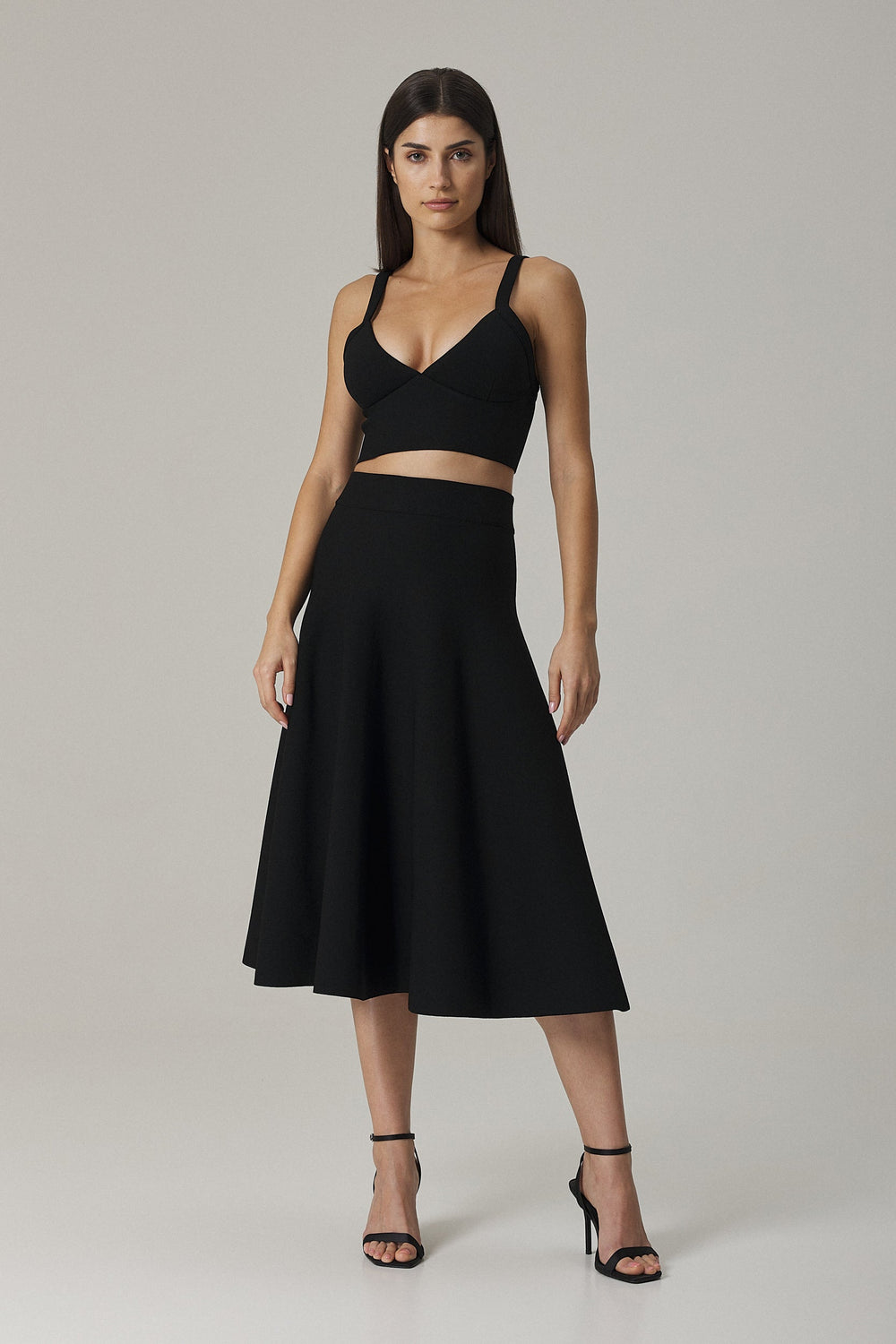 MONICA CIRCULAR KNIT FULL SKIRT IN BLACK