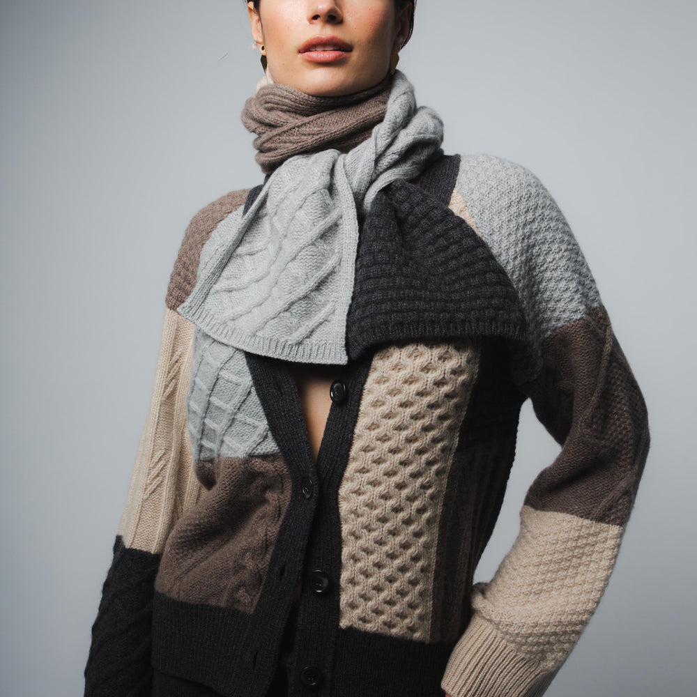 
                  
                    CATE CASHMERE CARDIGAN WITH DETACHABLE SCARF IN CHESTNUT COMBO
                  
                