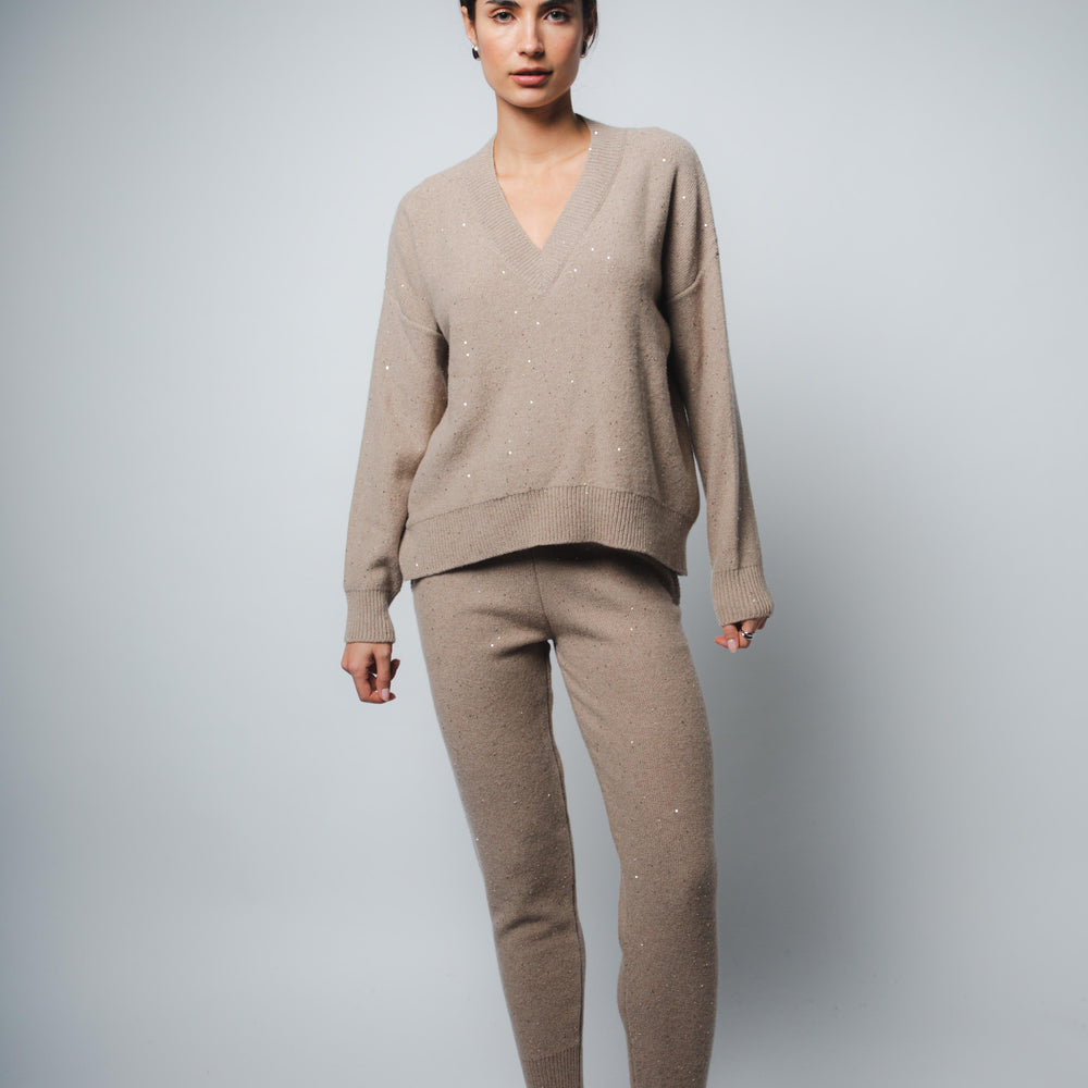 
                  
                    CRISTA V-NECK SWEATER IN SEQUIN CASHMERE IN FAWN SPARKLE
                  
                