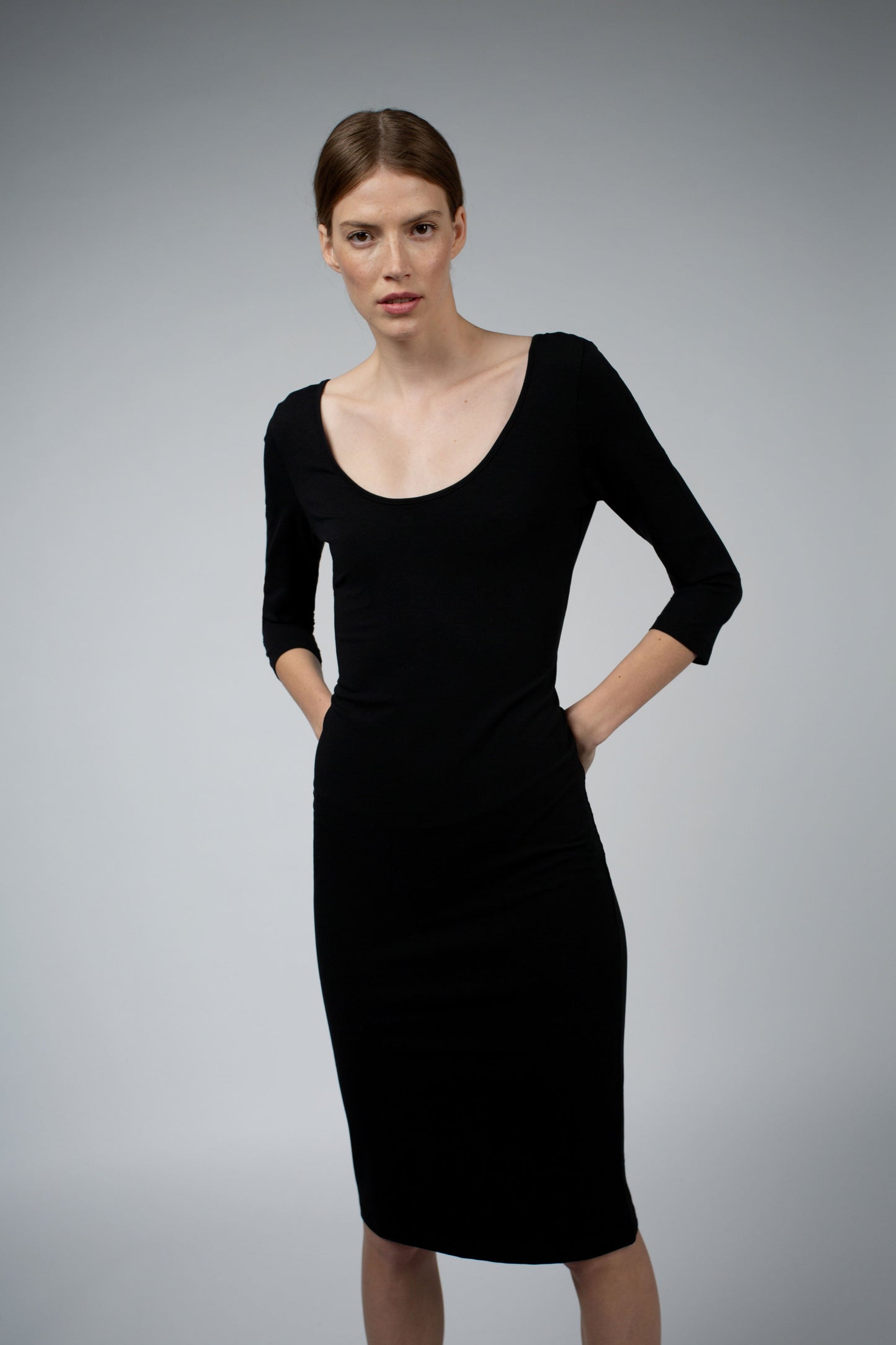 Santicler Diana Organic Cotton Ballet Neckline Dress - Black - 3 Santicler Diana Organic Cotton Ballet Neckline Dress - Black - 3