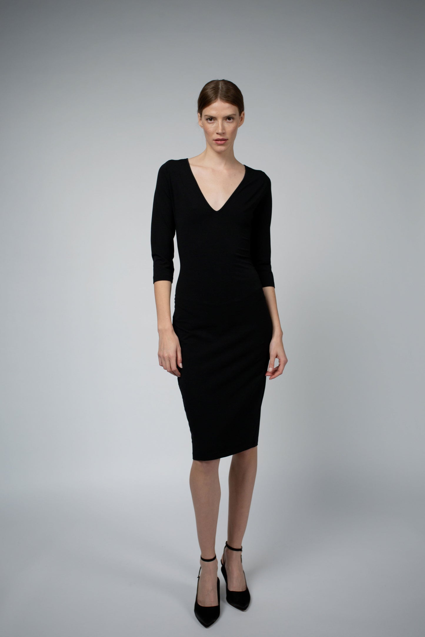 Santicler Kiara Organic Cotton V-Neck Dress - Black