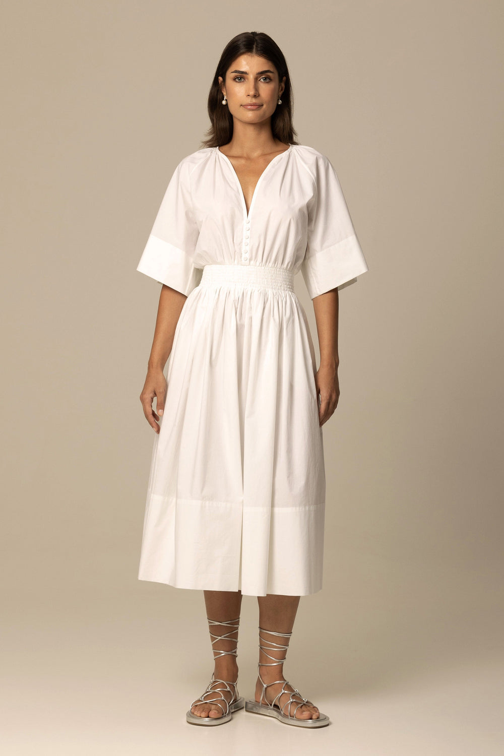 ANIA ORGANIC COTTON SHIRT DRESS IN WHITE