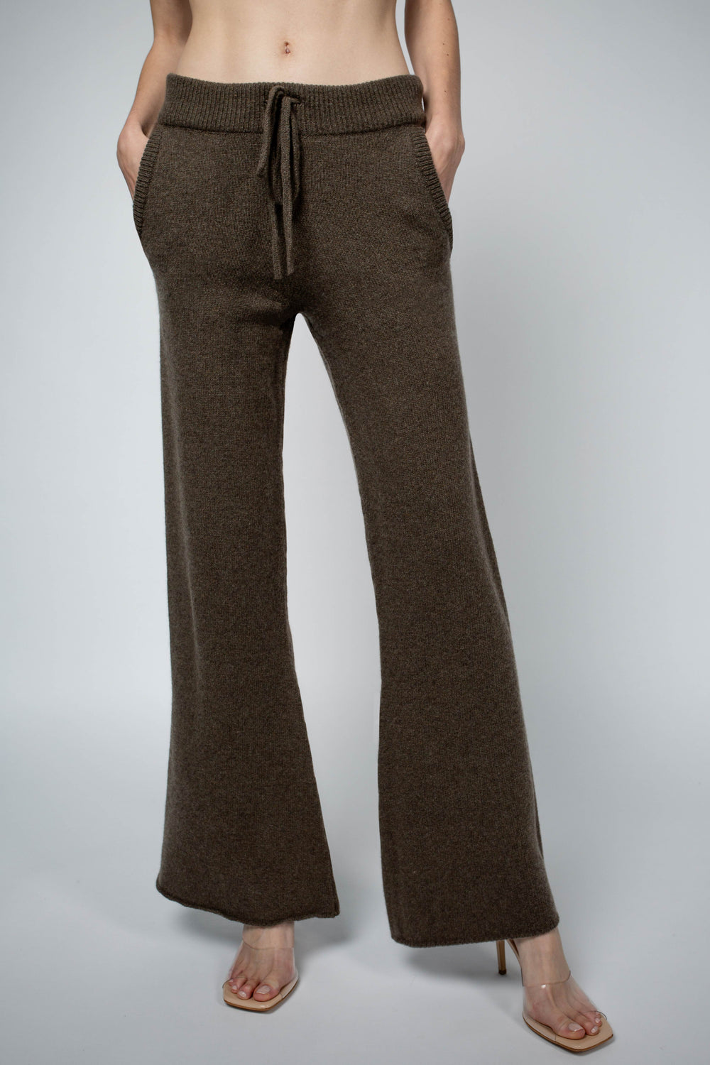 SANTICLER Flare Leg Cashmere Lounge Pant in Chestnut Santicler